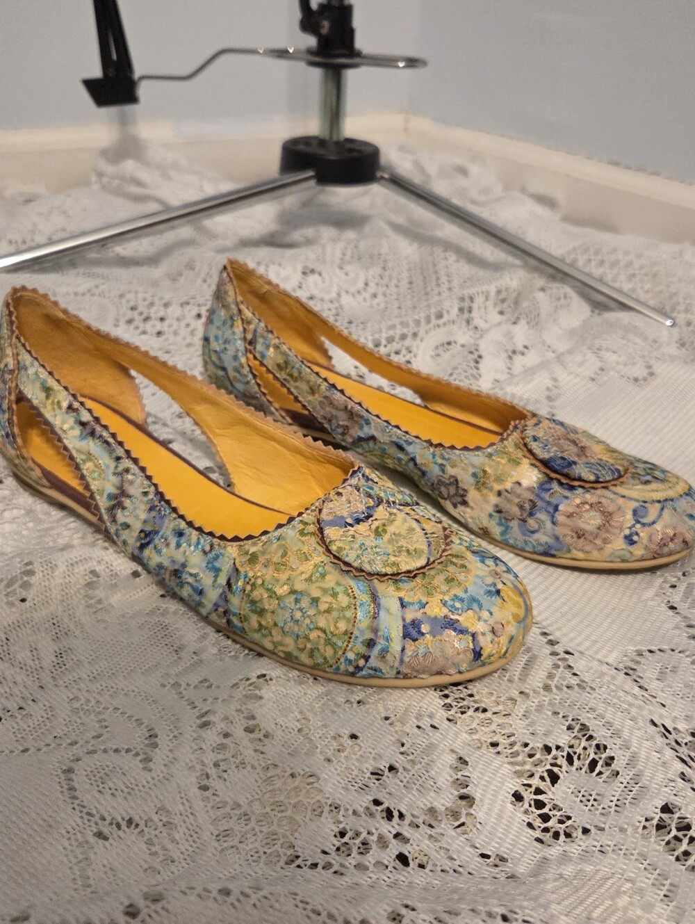 Colorful Eyelet Italian Leather Flats Size 40